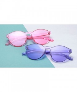 Goggle One Piece Rimless Sunglasses Transparent Candy Color Tinted Eyewear - Rose Red+purple - CQ180DDUCRU $13.68