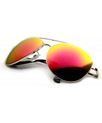 Aviator Metal Frame Flash Mirror Lens Aviator Sunglasses (Gold Fire) - CA12JK5QOI9 $8.85