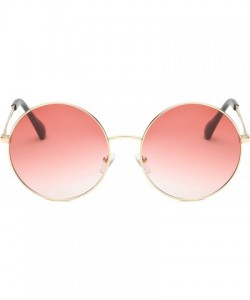 Oversized Women Fashion Metal Circle Round Designer Sunglasses - Red - C218I6U6297 $8.66
