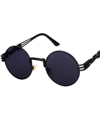 Oversized 2019 Retro Round Gothic Steampunk Mirror Sunglasses Men Women Metal Sun 1 - 9 - C618XE09YHL $11.15