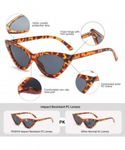 Round Retro Vintage Narrow Cat Eye Sunglasses for Women Clout Goggles Plastic Frame - Leoaprd Grey + White Grey - C318RLKKDRX...