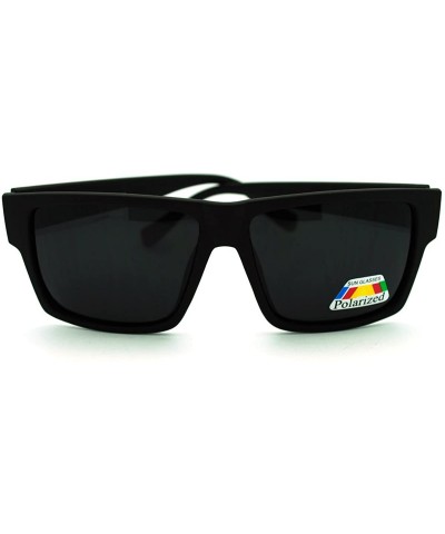 Rectangular Polarized Lens Sunglasses Reduce Glare Classic Square Frame - Matte Black - C41867T3RKE $12.09