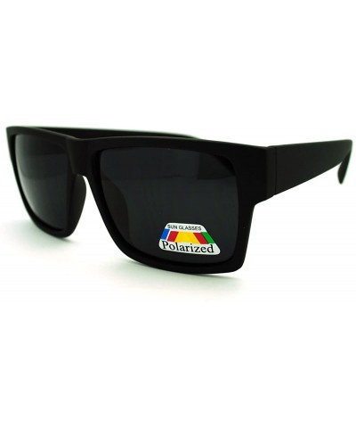 Rectangular Polarized Lens Sunglasses Reduce Glare Classic Square Frame - Matte Black - C41867T3RKE $12.09