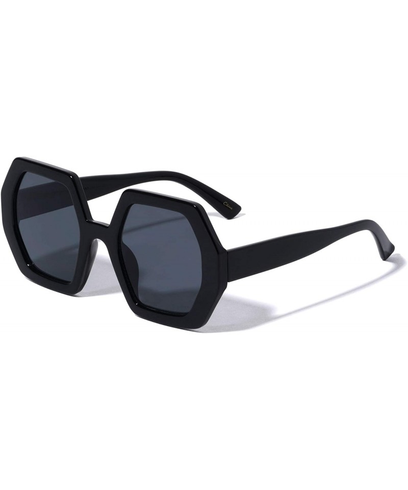 Butterfly Brussels Geometric Octagonal Fashion Sunglasses - Black - CT196XH2N6T $14.22