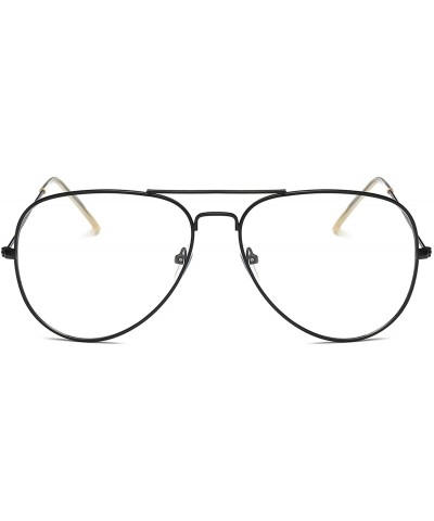Aviator Non Prescription Premium Clear Aviator Glasses Silver Frame Fashion Sunglasses - Black - CN18S8SM5LU $16.50