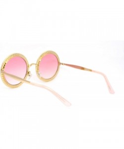 Round Womens Rhinestone Studded Round Circle Lens Hippie Sunglasses - Gold Pink Smoke - CB18WRMAMTA $12.45