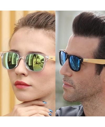 Sport Bamboo Wood Arms Sunglasses for Women Men - Transparent Yellow - CX18547OS22 $11.76