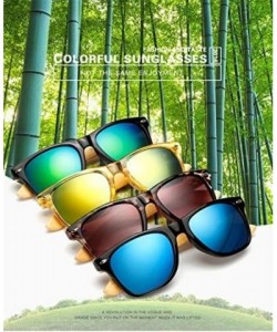 Sport Bamboo Wood Arms Sunglasses for Women Men - Transparent Yellow - CX18547OS22 $11.76