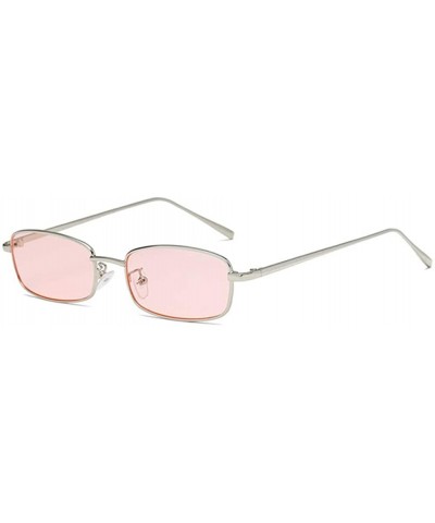 Square Unisex Vintage Square Sunglasses-Retro Small Metal Frame UV400 - Pink - CX196MCAXSK $16.19