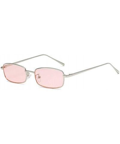 Square Unisex Vintage Square Sunglasses-Retro Small Metal Frame UV400 - Pink - CX196MCAXSK $8.86