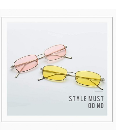 Square Unisex Vintage Square Sunglasses-Retro Small Metal Frame UV400 - Pink - CX196MCAXSK $8.86