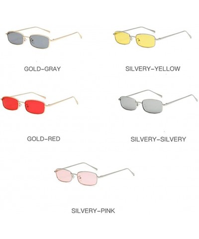 Square Unisex Vintage Square Sunglasses-Retro Small Metal Frame UV400 - Pink - CX196MCAXSK $8.86