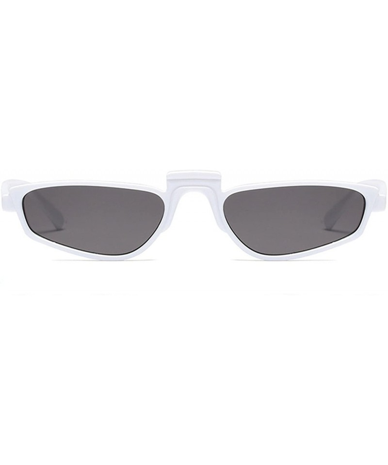 Square Small Narrow Rectangle Lady Sunglass - White/Grey - C018DWN386K $12.72