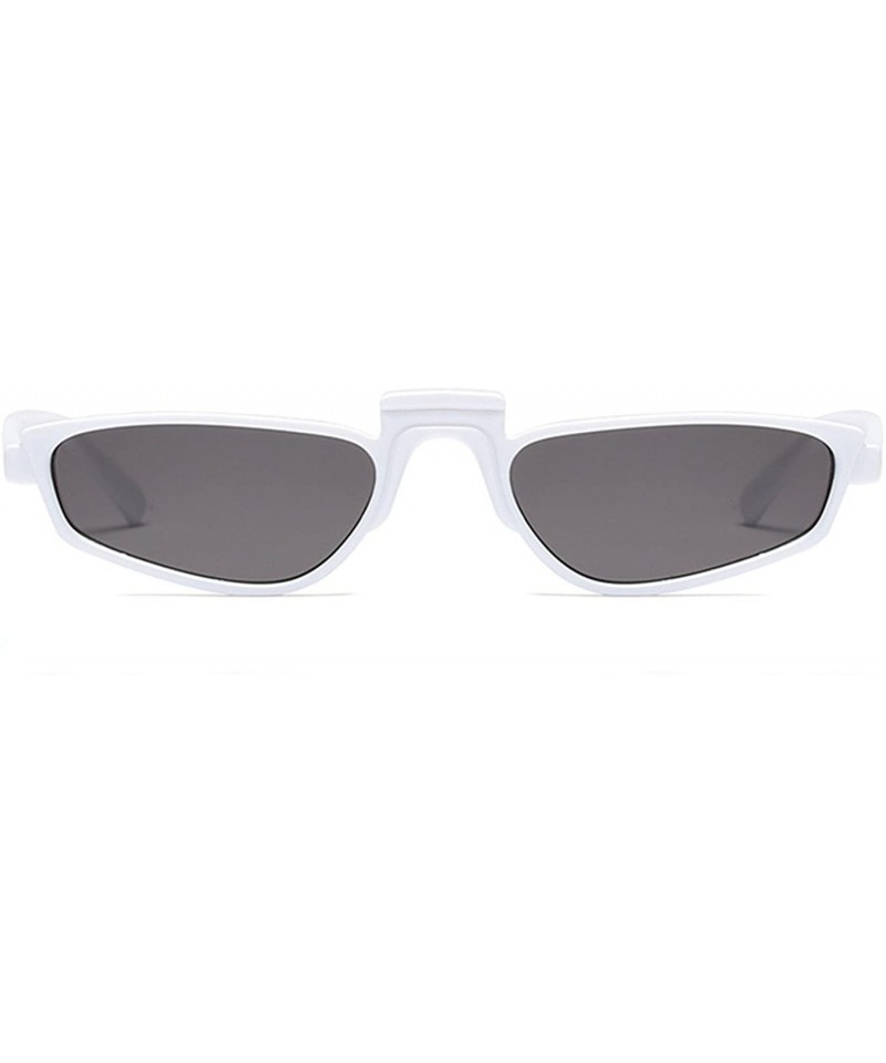 Square Small Narrow Rectangle Lady Sunglass - White/Grey - C018DWN386K $12.72