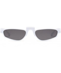 Square Small Narrow Rectangle Lady Sunglass - White/Grey - C018DWN386K $12.72