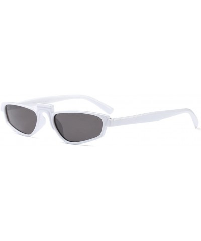 Square Small Narrow Rectangle Lady Sunglass - White/Grey - C018DWN386K $12.72