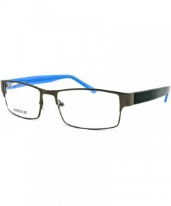 Oversized Slim Metal Frame Durable Prescription Only Glasses with Spring Hinge - Gunmetal/Blue - CR11PA0TQO7 $21.52