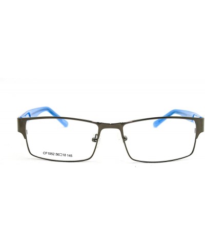 Oversized Slim Metal Frame Durable Prescription Only Glasses with Spring Hinge - Gunmetal/Blue - CR11PA0TQO7 $21.52