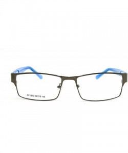 Oversized Slim Metal Frame Durable Prescription Only Glasses with Spring Hinge - Gunmetal/Blue - CR11PA0TQO7 $21.52