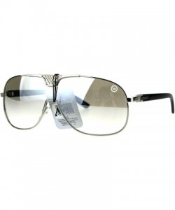 Oversized Mens Metal Rim Racer Flat Top Mob Shield Pilots Sunglasses - Silver Clear Mirror - C1185S3ZSW6 $22.96