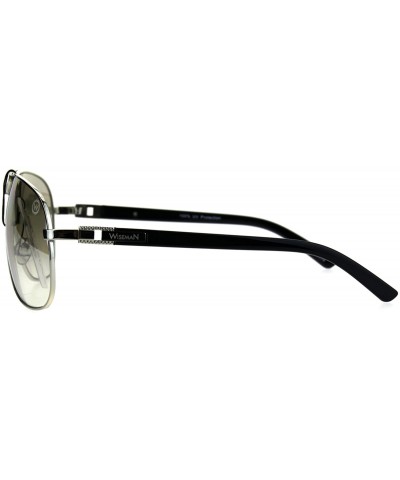 Oversized Mens Metal Rim Racer Flat Top Mob Shield Pilots Sunglasses - Silver Clear Mirror - C1185S3ZSW6 $22.96