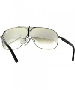 Oversized Mens Metal Rim Racer Flat Top Mob Shield Pilots Sunglasses - Silver Clear Mirror - C1185S3ZSW6 $22.96