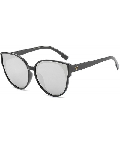 Sport Classic Retro Designer Style Cat Ear Sunglasses for Unisex PC Resin UV 400 Protection Sunglasses - Black-silver - CQ18T...