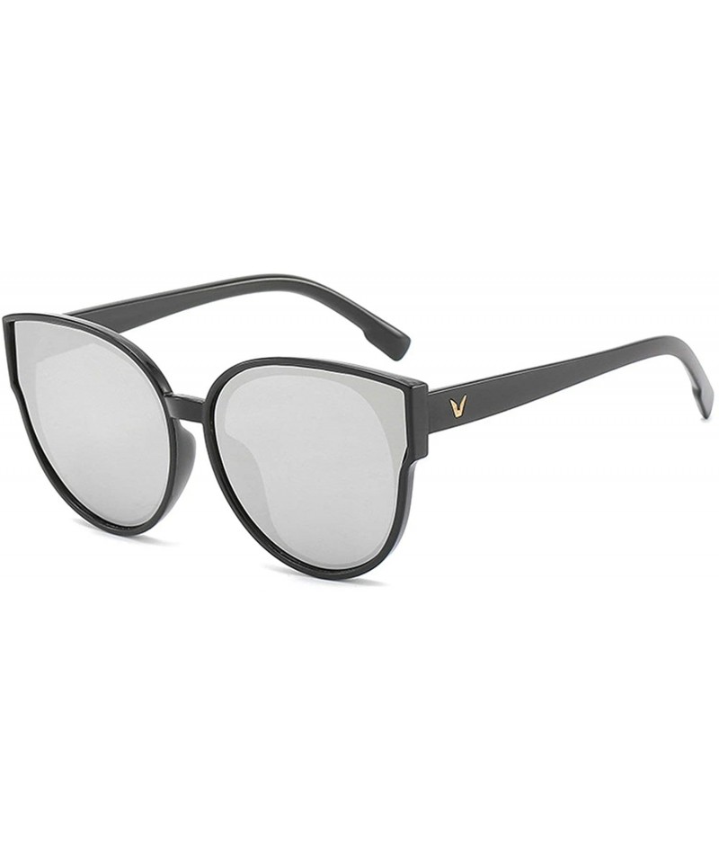 Sport Classic Retro Designer Style Cat Ear Sunglasses for Unisex PC Resin UV 400 Protection Sunglasses - Black-silver - CQ18T...