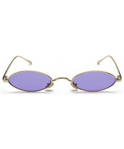 Round punk Small Oval Metal Frame Chic Clear Candy Color Lens Sunglasses - Gold Purple - C218RLL6T6D $12.88