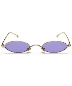 Round punk Small Oval Metal Frame Chic Clear Candy Color Lens Sunglasses - Gold Purple - C218RLL6T6D $12.88