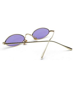 Round punk Small Oval Metal Frame Chic Clear Candy Color Lens Sunglasses - Gold Purple - C218RLL6T6D $12.88