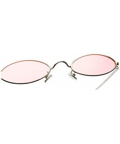 Round punk Small Oval Metal Frame Chic Clear Candy Color Lens Sunglasses - Gold Purple - C218RLL6T6D $12.88