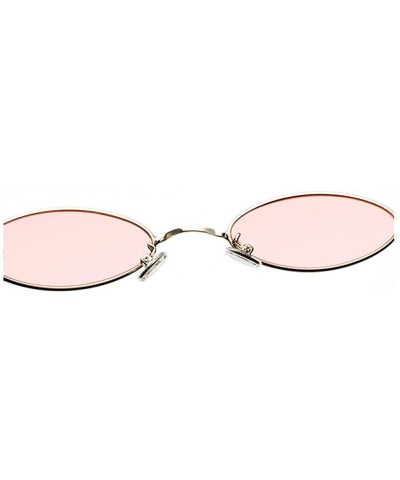 Round punk Small Oval Metal Frame Chic Clear Candy Color Lens Sunglasses - Gold Purple - C218RLL6T6D $12.88