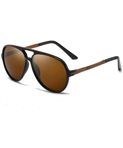 Oval Men Sunglasses Retro Black Grey Drive Holiday Oval Polarized UV400 - Coffee - C918R4UK70I $21.17