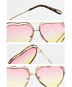 Rimless Men's & Women's Glasses Metal Frame Colored Gradient Lens Sunglasses - Leopard Yellow Powder - CW18EW280WZ $13.22