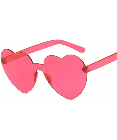 Oversized Love Heart Lens Sunglasses Women Transparent Plastic Glasses Style Sun Glasses Female - Rose Red - CG18W9KGRWS $19.06