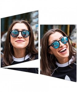 Round Classic Polarized Sunglasses for Women Round Retro Vintage Designer Style - Black-blue Mirrored - CC18L0DKL60 $11.39