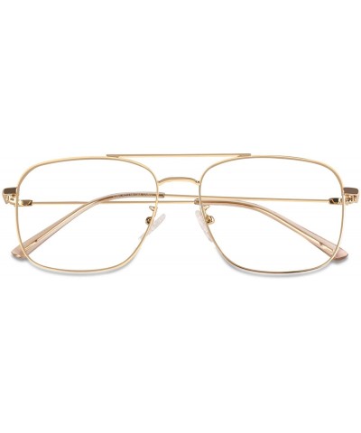 Aviator Clear Lens Non Prescription Glasses Metal Frame Pilot Eyewear Men Women P50 - 1 Gold - CM18AC2QGOL $10.51