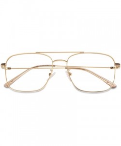 Aviator Clear Lens Non Prescription Glasses Metal Frame Pilot Eyewear Men Women P50 - 1 Gold - CM18AC2QGOL $10.51