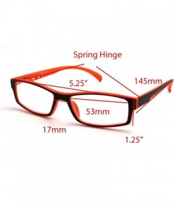 Rectangular Soft Matte Black w/ 2 Tone Reading Glasses Spring Hinge 0.74 Oz - Matte Black Orange - CV12C1Y0E4V $18.78