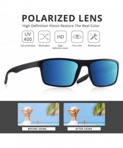 Rectangular Polarized Sunglasses Unbreakable Protection - Black Frame/Blue Lens - CT18ZX0RGRH $14.43