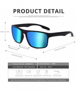 Rectangular Polarized Sunglasses Unbreakable Protection - Black Frame/Blue Lens - CT18ZX0RGRH $14.43