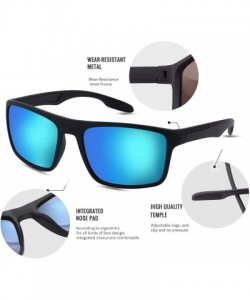 Rectangular Polarized Sunglasses Unbreakable Protection - Black Frame/Blue Lens - CT18ZX0RGRH $14.43