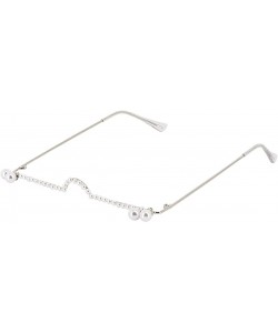 Rimless No Lens Eyeglasses Decor Retro Half Glasses Frame Women Metal Diamond Frame Glasses - Silver Pearl - C91992MY7I7 $30.05