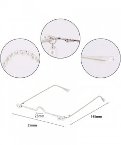 Rimless No Lens Eyeglasses Decor Retro Half Glasses Frame Women Metal Diamond Frame Glasses - Silver Pearl - C91992MY7I7 $17.23