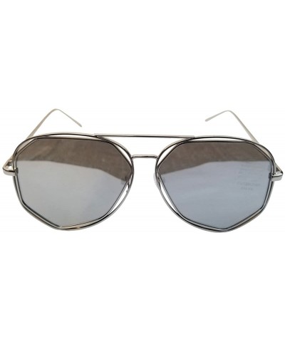 Aviator Elegant Fashion sunglasses For Men And Women - Flat Lens Silver Frame Mirror Lens - CH18GTT2ENL $8.53