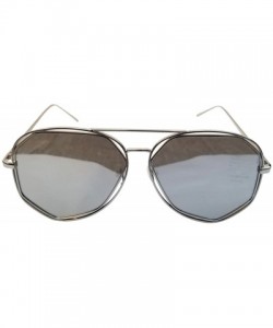 Aviator Elegant Fashion sunglasses For Men And Women - Flat Lens Silver Frame Mirror Lens - CH18GTT2ENL $8.53