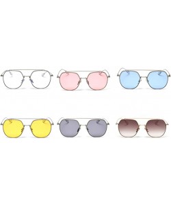 Square Korean Style Sunglasses Women Clear Color Square Sun Glasses for Men Metal Frame - Silver With Yellow - C518WZOUIX0 $1...