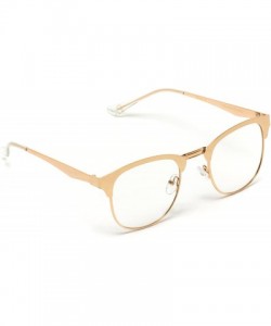Aviator Full Metal Frame Modern Half Frame Clear Lens Non-Prescription Glasses - Gold - CN12N7Y1VLQ $18.54