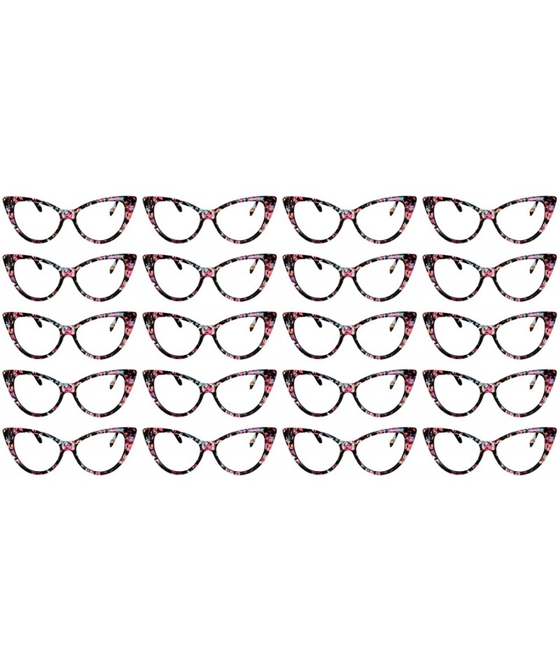 Oval 20 Pirs Wholesale Lot Cat Eye Sunglasses Colored Plastic Frame Colored Lens - 20_pairs_flower-black-frame_clear - CP18CG...